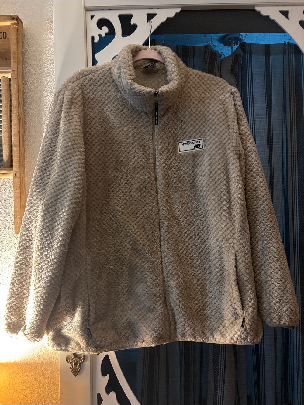 New Balance Women's Taupe Sherpa Full-Zip Jacket
